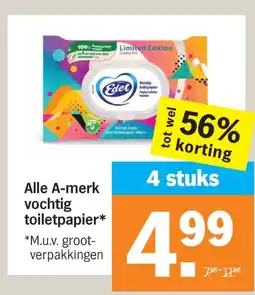 Albert Heijn Alle A-merk vochtig toiletpapier aanbieding