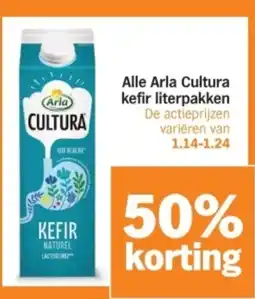 Albert Heijn Alle Arla Cultura kefir literpakken aanbieding
