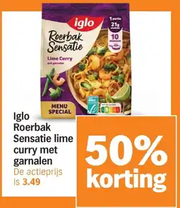 Albert Heijn Iglo Roerbak Sensatie lime curry met garnalen aanbieding