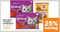 Albert Heijn Alle Pedigree of Whiskas maaltijdzakjes aanbieding