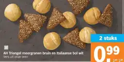 Albert Heijn AH Triangel meergranen bruin en Italiaanse bol wit aanbieding
