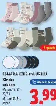 Lidl ESMARA KIDS en LUPILU Kinder sokken aanbieding