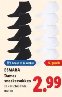 Lidl ESMARA Dames sneakersokken aanbieding