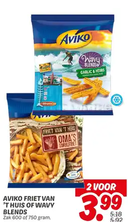 Dekamarkt Aviko friet van 't huis of wavy blends aanbieding