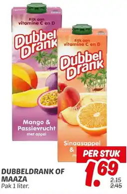 Dekamarkt Dubbeldrank of maaza aanbieding