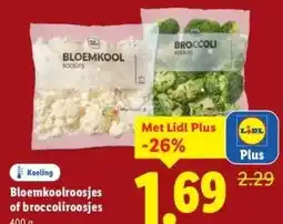 Lidl Koeling Bloemkoolroosjes of broccoliroosjes aanbieding