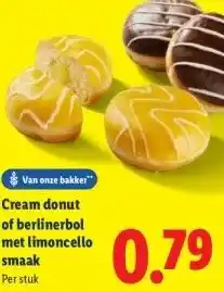Lidl Cream donut of berlinerbol met limoncello smaak aanbieding