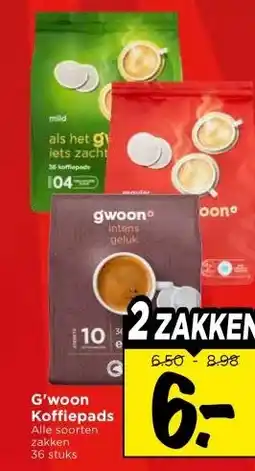 Vomar Voordeelmarkt G'woon Koffiepads aanbieding