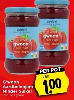 Vomar Voordeelmarkt G'woon Aardbeienjam Minder Suiker aanbieding