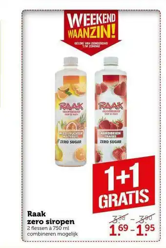 CoopCompact Raak Zero Siropen 1+1 Gratis aanbieding