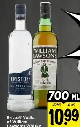 Vomar Voordeelmarkt Eristoff Vodka of William Lawson's Whisky aanbieding