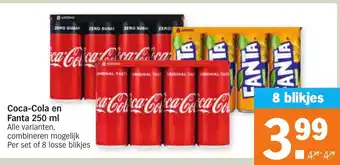 Albert Heijn Coca-Cola of Fanta  8*250ml aanbieding