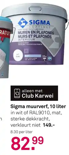 Karwei Sigma muurverf, 10 liter aanbieding