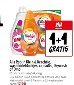 Jumbo Alle Robijn Klein & Krachtig, wasmiddeldoekjes, capsules, Drywash of Omo aanbieding