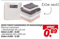 Dekamarkt Zero twist handdoek of washandje aanbieding