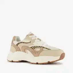 Scapino Blue Box dames sneakers met panterprint details beige aanbieding