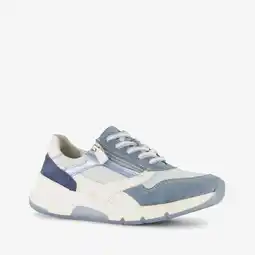 Scapino Hush Puppies suede dames sneakers blauw wit aanbieding