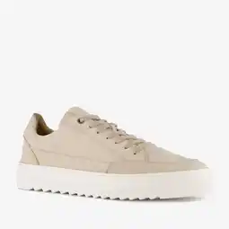 Scapino Van Beers leren heren sneakers beige aanbieding