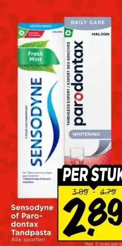 Vomar Voordeelmarkt Sensodyne of Paro- dontax Tandpasta aanbieding