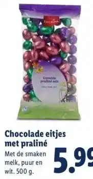 Lidl Chocolade eitjes met praliné aanbieding