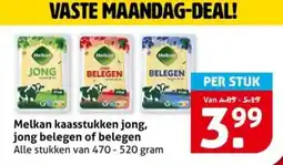 Hoogvliet Melkan kaasstukken jong, jong belegen of belegen aanbieding