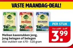 Hoogvliet Melkan kaasstukken jong, jong belegen of belegen aanbieding