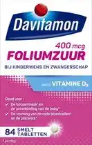 Wehkamp Davitamon Foliumzuur Vitamine D3 smelttabletten - bij kinderwens & zwangerschap - 84 stuks aanbieding