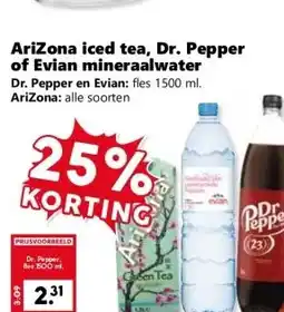 CoopCompact AriZona iced tea, Dr. Pepper of Evian mineraalwater aanbieding