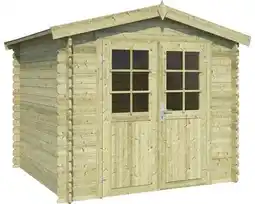 Hornbach OUTDOOR LIFE Blokhut Ingo geïmpregneerd vurenhout olijfgroen 230x175x222 cm aanbieding