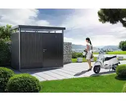 Hornbach BIOHORT Berging HighLine H1 standaarddeur donkergrijs metallic 254x134 cm aanbieding