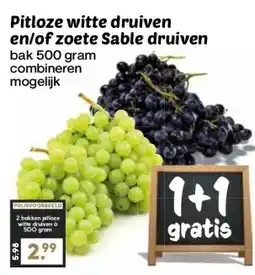 Coop Pitloze witte druiven en/of zoete Sable druiven aanbieding