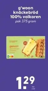 Coop g'woon knäckebröd 100% volkoren aanbieding