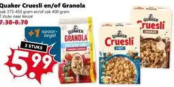 Coop Quaker Cruesli en/of Granola aanbieding