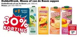 Coop DubbelDrank, Maaza of van de Boom sappen aanbieding