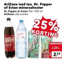 Coop AriZona iced tea, Dr. Pepper of Evian mineraalwater aanbieding