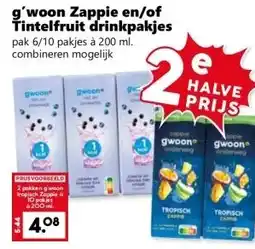 Coop g'woon Zappie en/of Tintelfruit drinkpakjes aanbieding