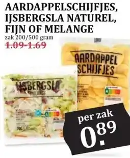 Coop AARDAPPELSCHIJFJES, IJSBERGSLA NATUREL, FIJN OF MELANGE aanbieding