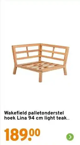 GAMMA Wakefield palletonderstel hoek Lina 94 cm light teak acaciahout aanbieding