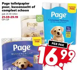Coop Page toiletpapier puur, kussenzacht of compleet schoon aanbieding