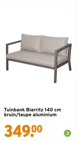GAMMA Tuinbank Biarritz 140 cm bruin/taupe aluminium aanbieding