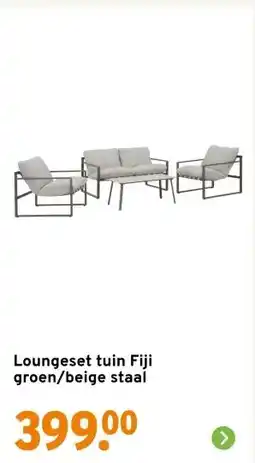 GAMMA Loungeset tuin Fiji groen/beige staal aanbieding