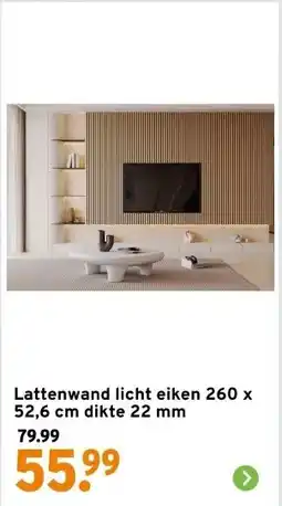 GAMMA Lattenwand licht eiken 260 x 52,6 cm dikte 22 mm aanbieding