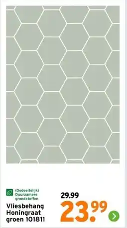 GAMMA Vliesbehang Honingraat groen 101811 aanbieding