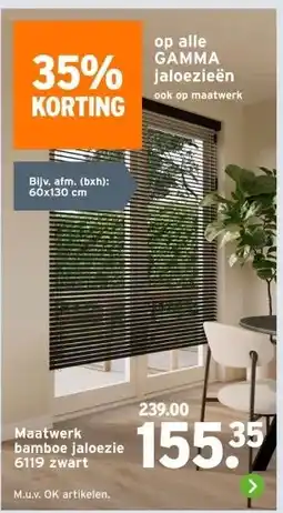 GAMMA Maatwerk bamboe jaloezie 6119 zwart aanbieding
