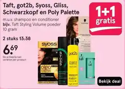 Etos Taft, got2b, Syoss, Gliss, Schwarzkopf en Poly Palette aanbieding