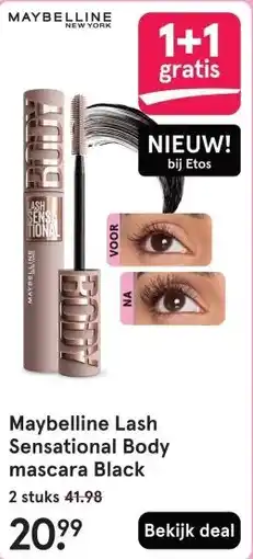 Etos Maybelline Lash Sensational Body mascara Black aanbieding