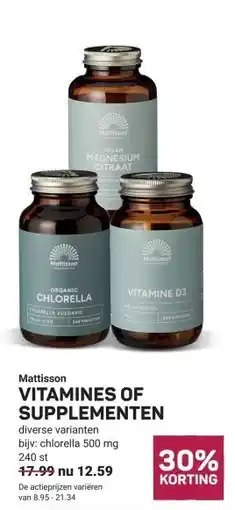 Ekoplaza Mattisson VITAMINES OF SUPPLEMENTEN aanbieding