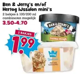 Boon`s Markt Ben & Jerry's en/of Hertog IJssalon mini's aanbieding
