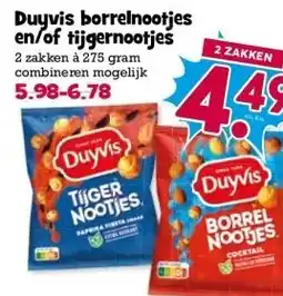 Boon`s Markt Duyvis borrelnootjes en/of tijgernootjes aanbieding