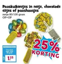 Boon`s Markt Paaskuikentjes in netje, chocolade eitjes of paashaasjes aanbieding